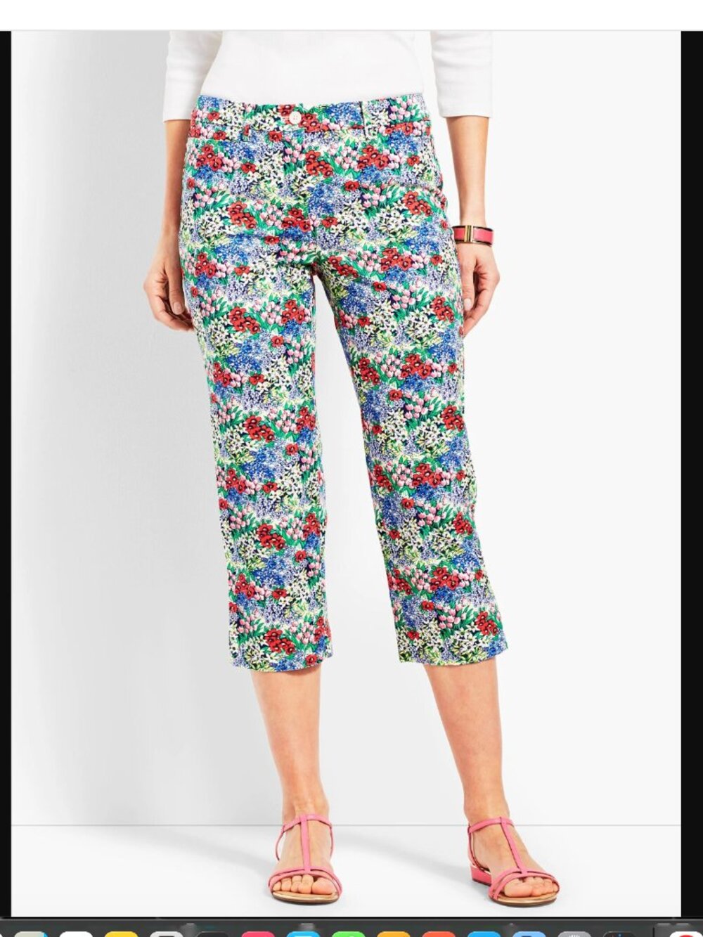 NWOT Talbots Perfect Skimmer - Floral Cotton Stretch Pants in Multicolor Sz 14